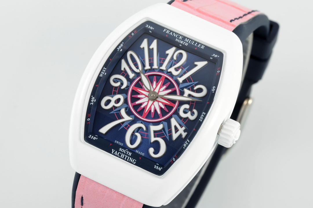 Franck Muller Women's Yacht Pink Leather Strap - Replica Factory