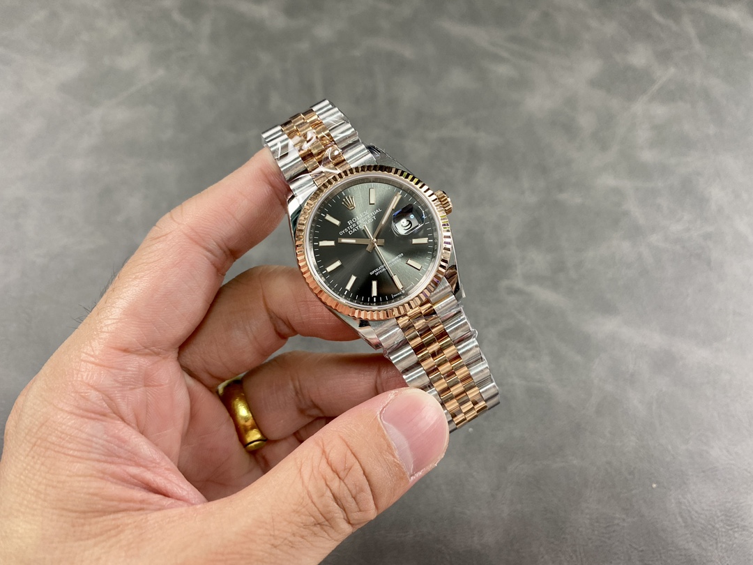 Rolex DateJust 126231 Two-Tone SS Rose Gold Grey Rhodium Dial - Replica Factory