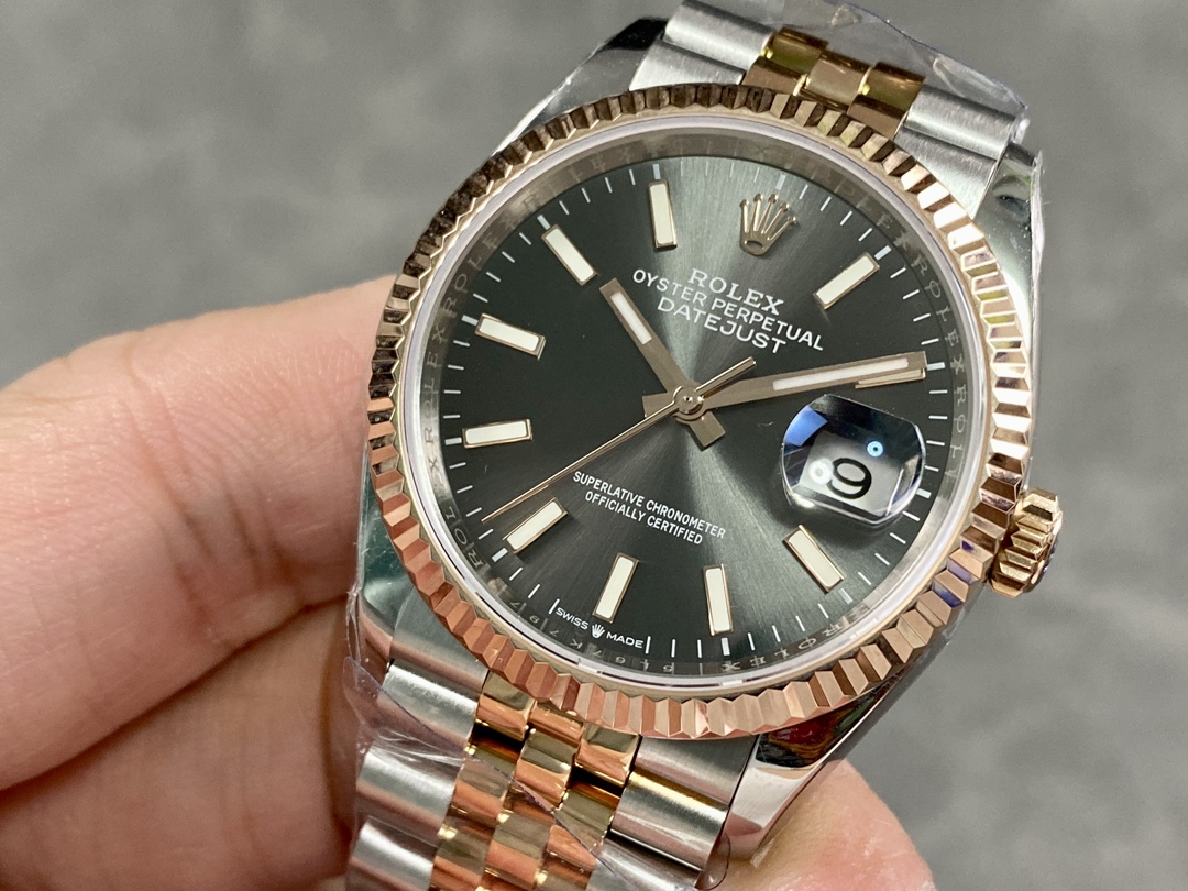 Rolex DateJust 126231 Two-Tone SS Rose Gold Grey Rhodium Dial - Replica Factory