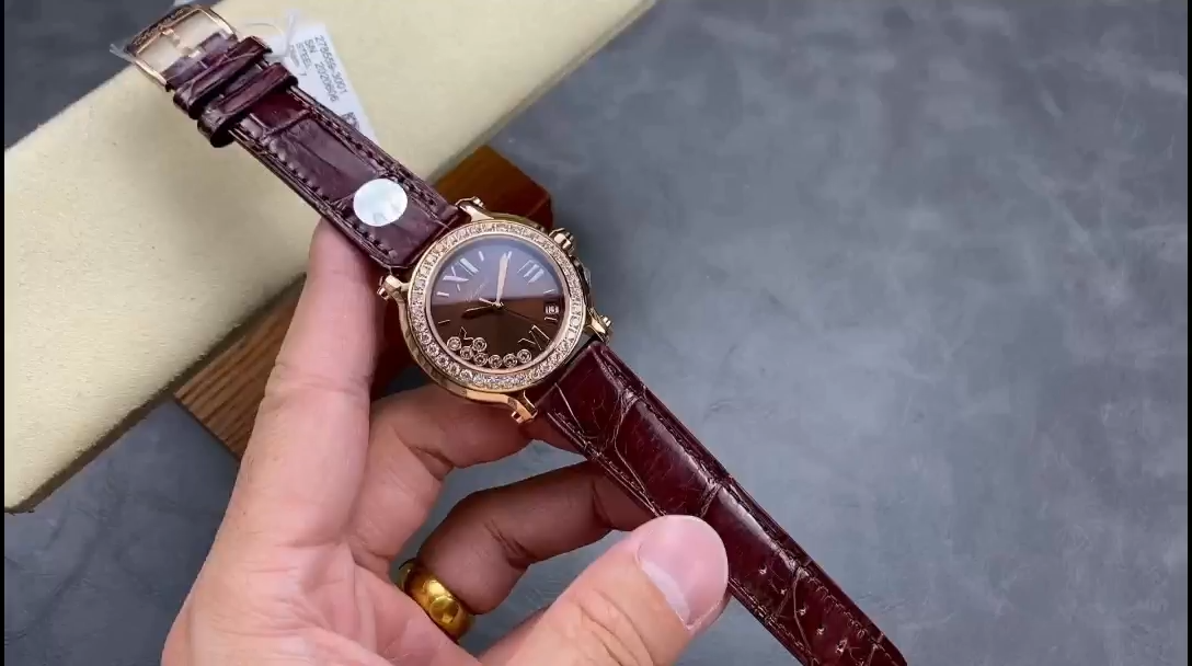 Chopard Happy Sport Diamond Bezel Brown Quartz 278475-3037 - Replica Factory