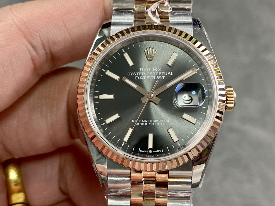 Rolex DateJust 126231 Two-Tone SS Rose Gold Grey Rhodium Dial - Replica Factory