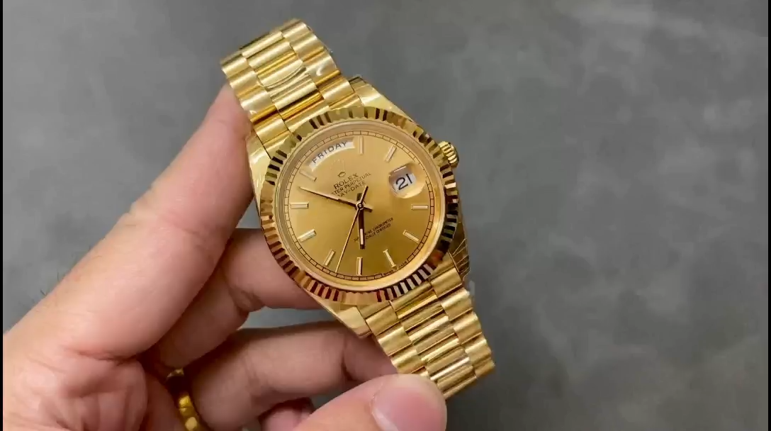 Rolex Day-Date 128238 Fluted Bezel Champagne Index Dial 36MM Unisex Replica Watch - Replica Factory