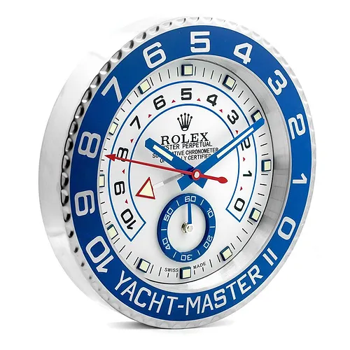 Rolex Yacht Master ll Silver & Blue Wall Clock