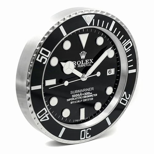 Rolex Submariner Black Wall Clock