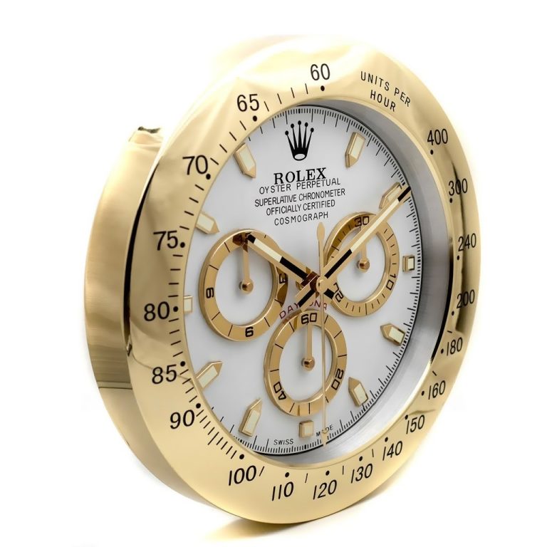 Rolex Daytona Gold & White Wall clock