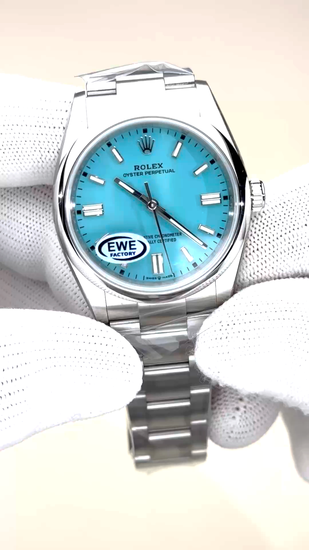 2024 Rolex Oyster Perpetual 126000 Stainless Steel Baby Blue Dial Replica Watch - Video