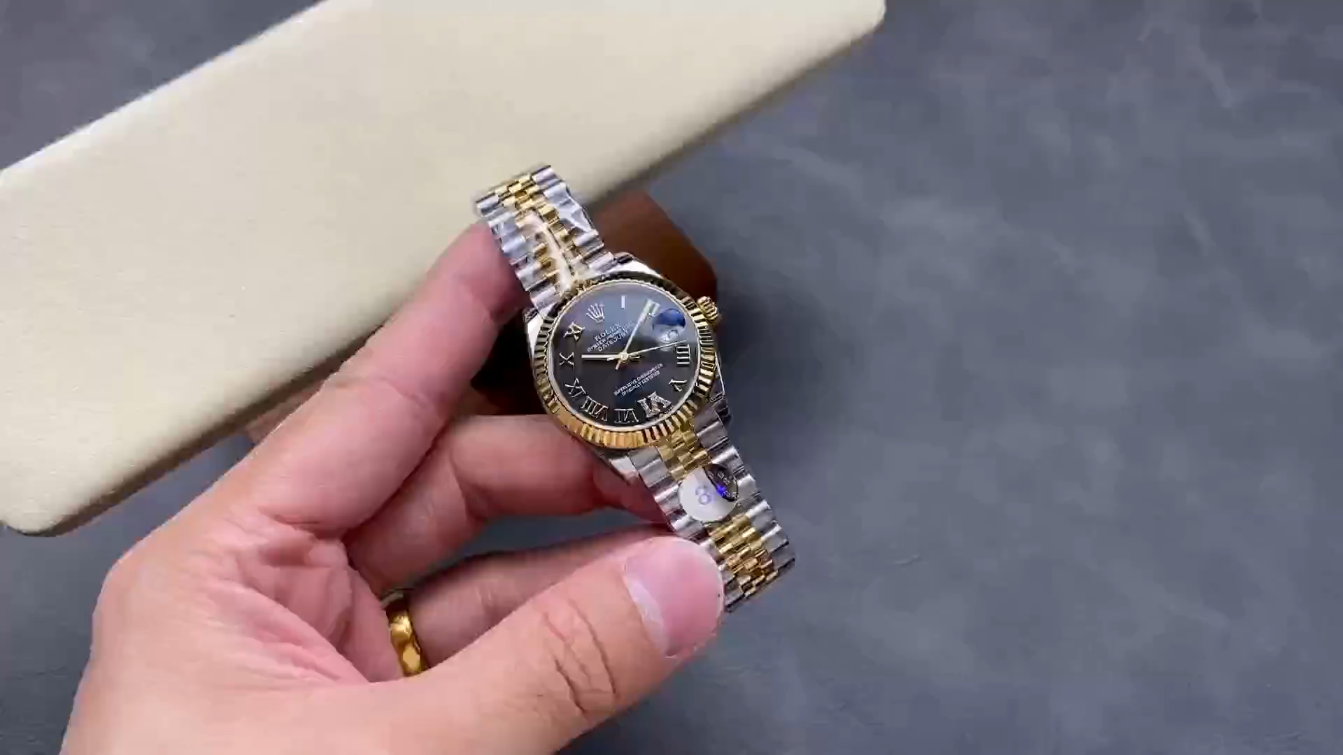 Rolex Datejust 31mm Stainless Steel and Yellow Gold 278273 0018 Grey VI Roman Jubilee - Replica Factory