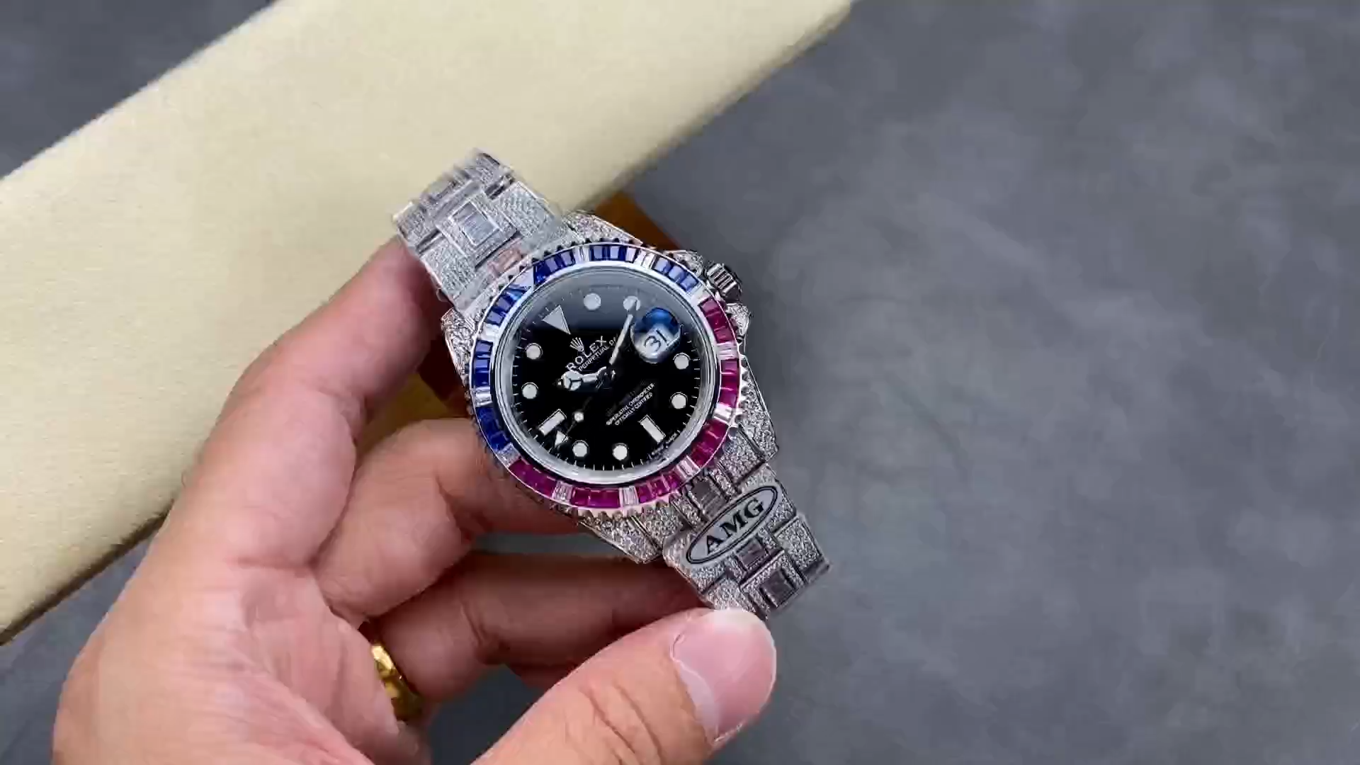 Rolex GMT Master AMG 126710BLRO 40mm With Dual Time & Sapphire Mirror Diamond Watch - Video