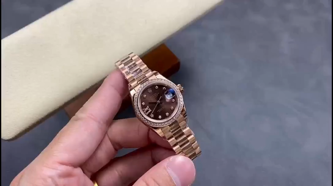Rolex Datejust 28mm Everose Gold 279135RBR 0001 Chocolate 17 Diamond President Lady