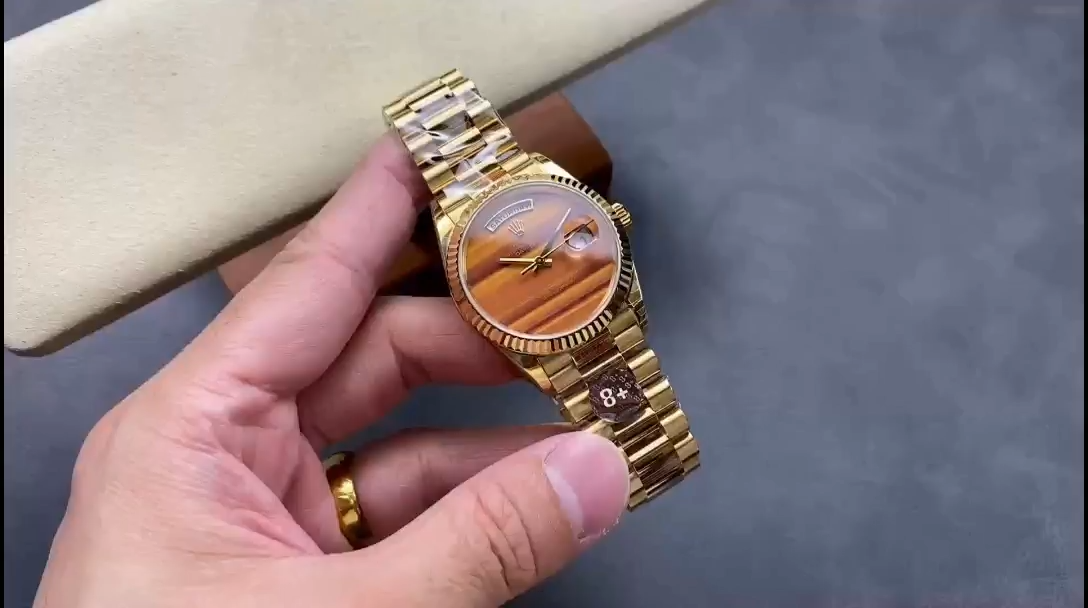 Rolex Day Date 18038 Yellow Gold Tigers Eye Watch - Replica Factory