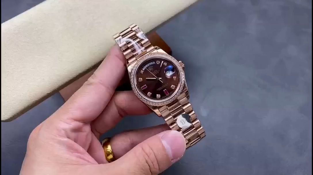 Rolex Day-Date 118235 Rose Gold Chocolate Brown Dial 36mm Unisex Replica Watch - Replica Factory