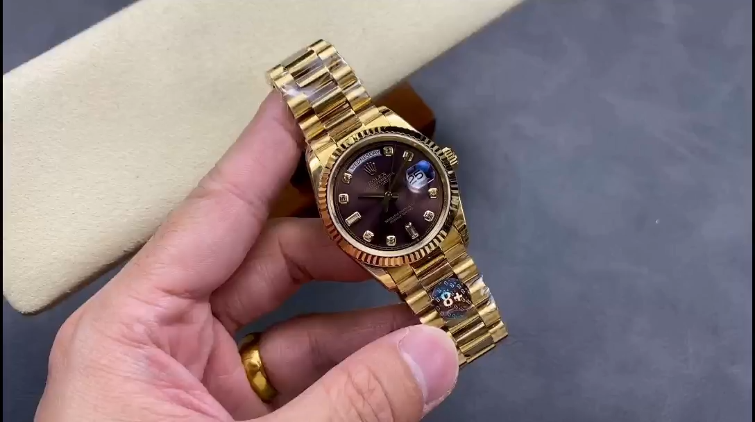 Rolex Day-Date 128238 Fluted Bezel Dark Grey Dial 36MM Unisex Replica Watch - Replica Factory