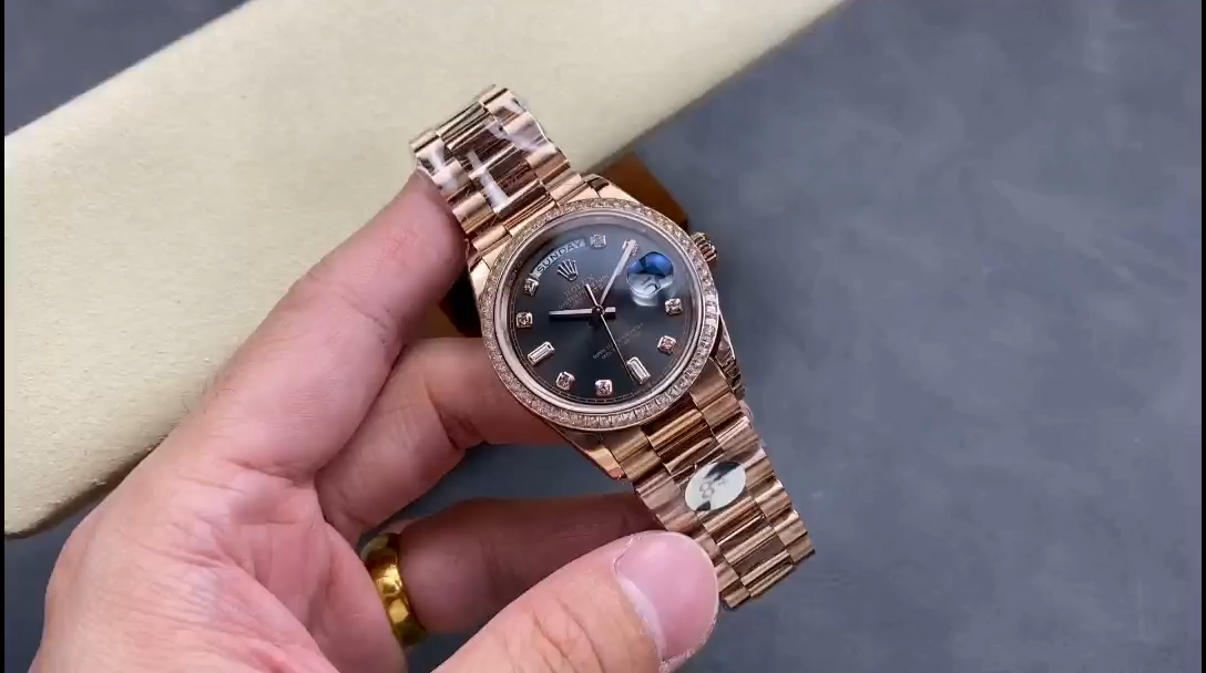 Rolex Day-Date 128345RBR Slate Dial Everose Gold 36MM Unisex Replica Watch - Replica Factory