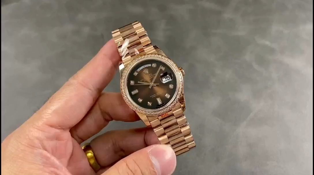 Rolex Day-Date 128345RBR Brown Ombre Dial Everose Gold 36MM Unisex Replica Watch - Replica Factory