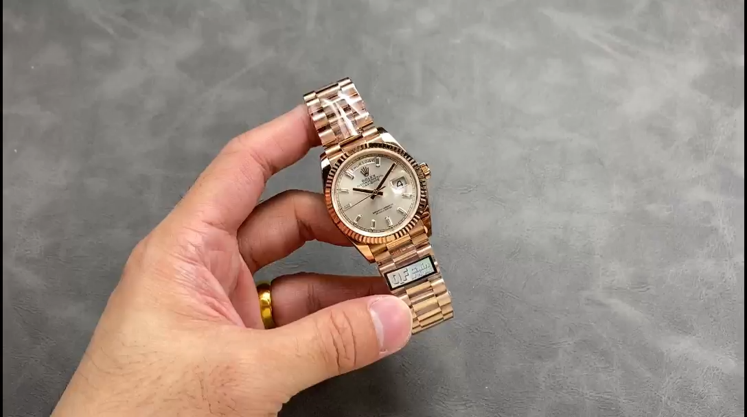 Rolex Day-Date 228235 Sundust Index Dial Fluted Bezel 40mm Mens Replica Watch - Replica Factory