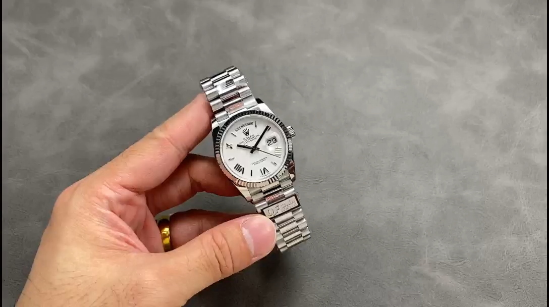 Rolex Day Date 36 White Dial Fluted Bezel White Gold m128239 0059 President Watch - Replica Factory