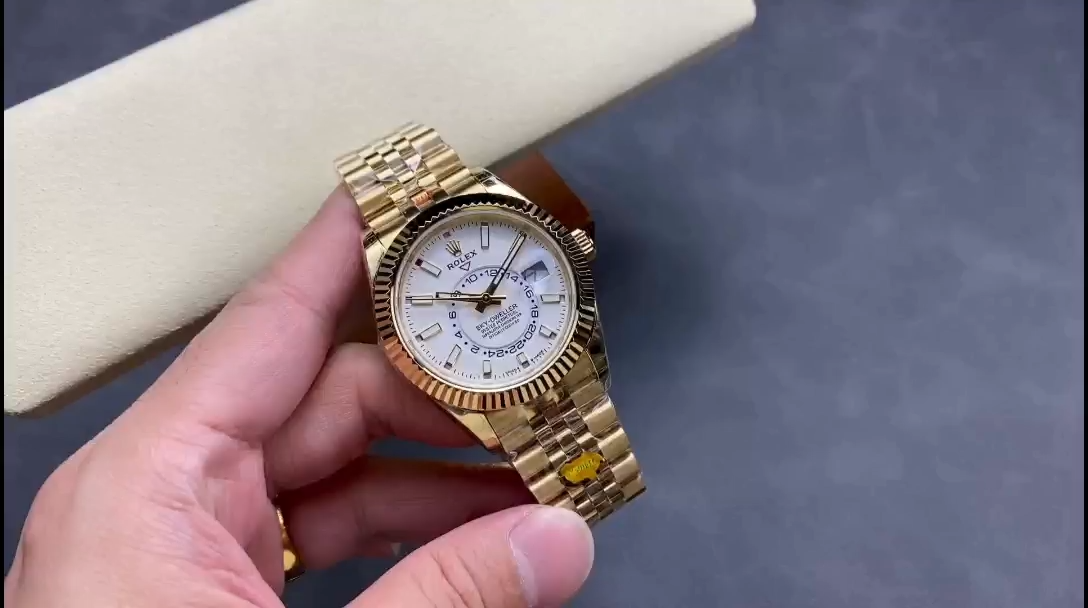 Rolex Sky Dweller 42 Yellow Gold GMT White Dial Jubilee Style M336938 0006 Men's Watch - Video
