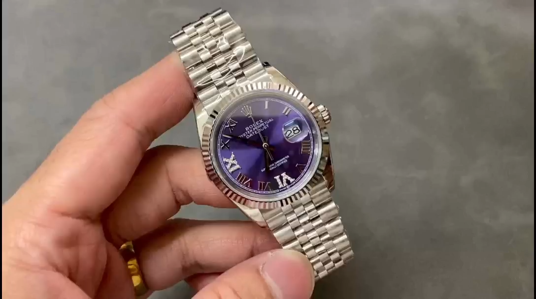 Rolex Datejust 126234 Fluted Bezel Aubergine Dial 36MM Unisex Replica Watch - Replica Factory