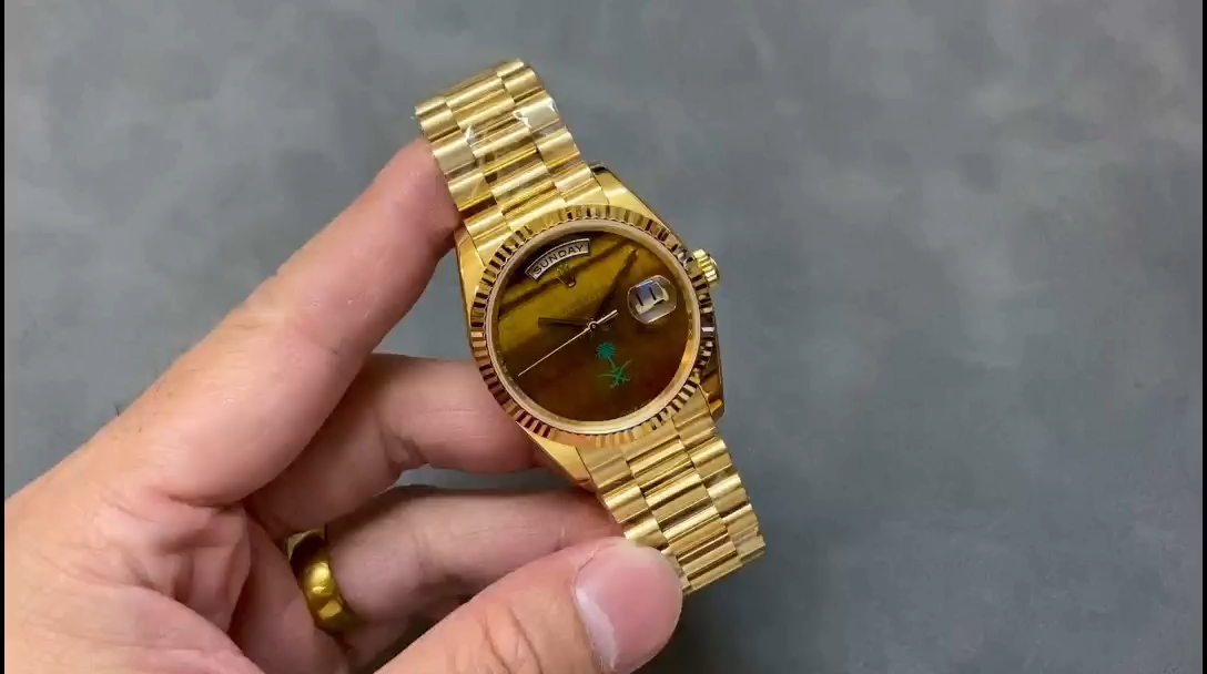 Rolex Day Date Sapphire Mirror Watch with 36mm Diameter Tiger's Eye Dial President - Replica Factory
