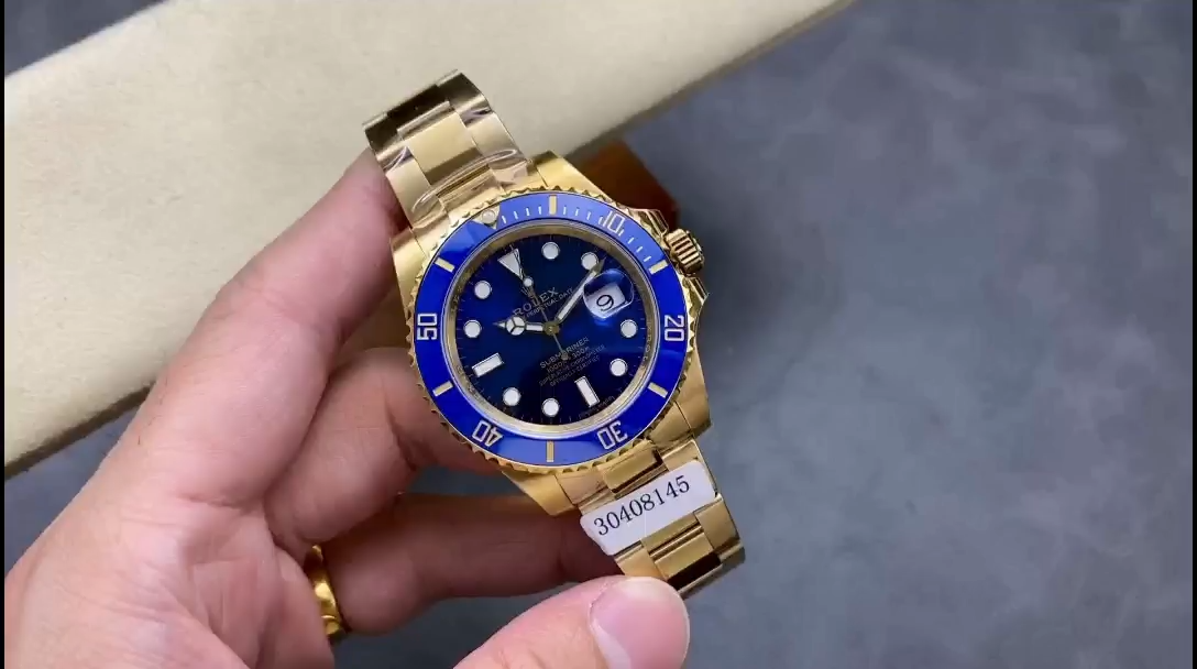 Rolex Submariner 116618 Yellow Gold Blue Dial 40mm Mens Replica Watch - Video