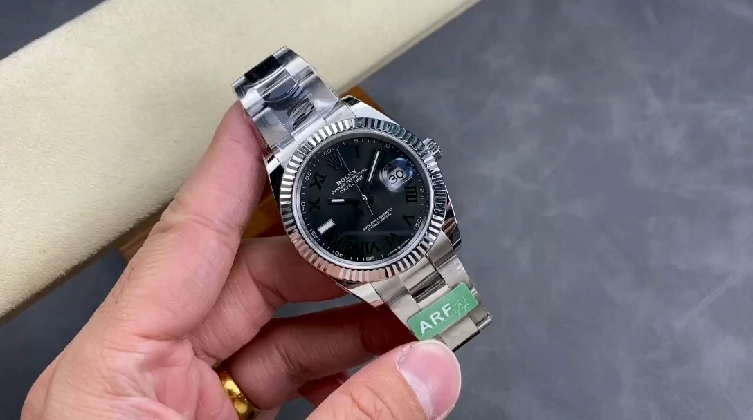 Rolex Datejust m126334 0021 Fluted Bezel Grey Wimbledon Dial 41MM Mens Replica Watch - Replica Factory