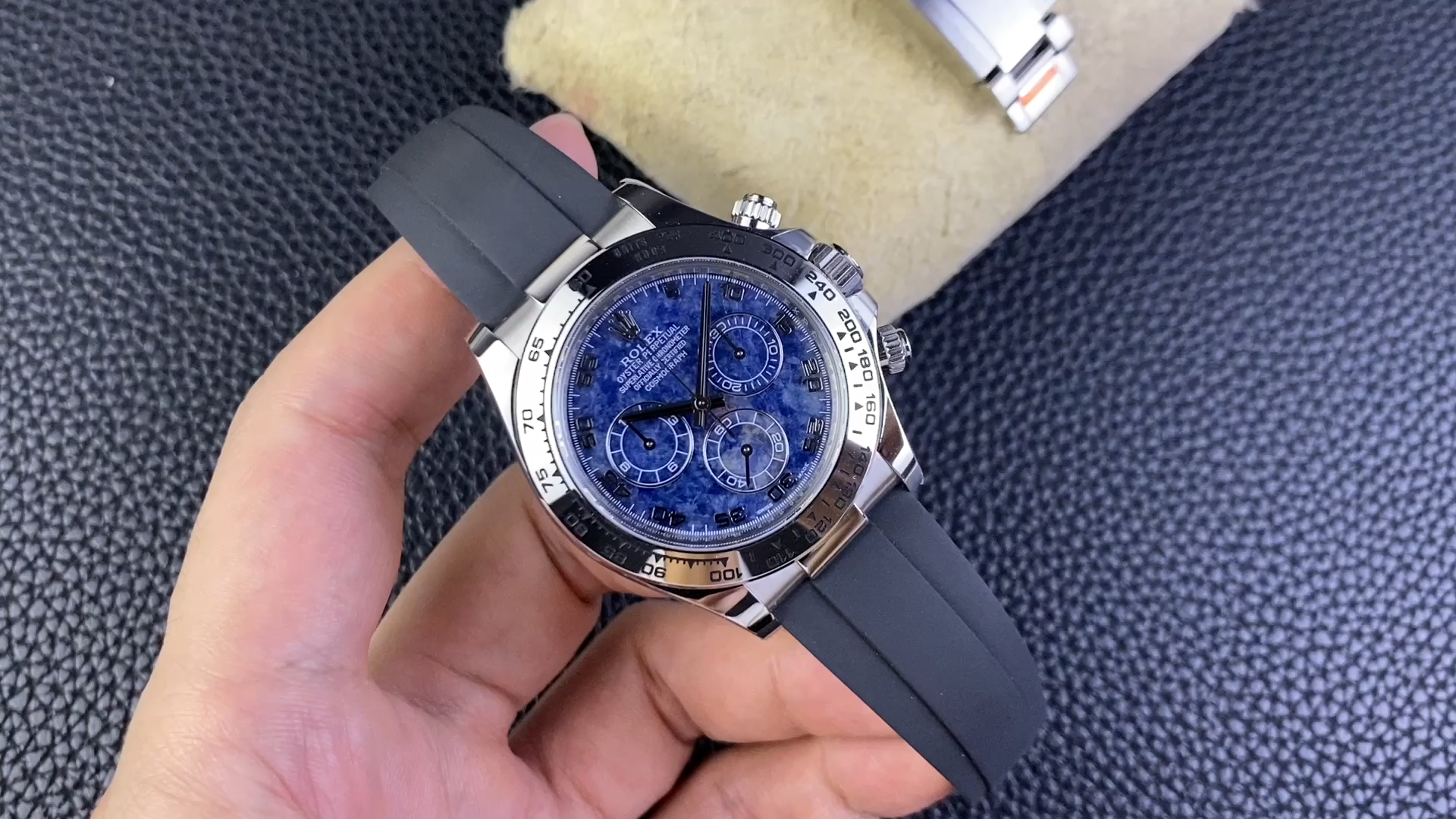 Rolex Daytona 116519 Sodalite Arabic Dial Blue Alligator Leather 40mm Mens Replica Watch - Replica Factory