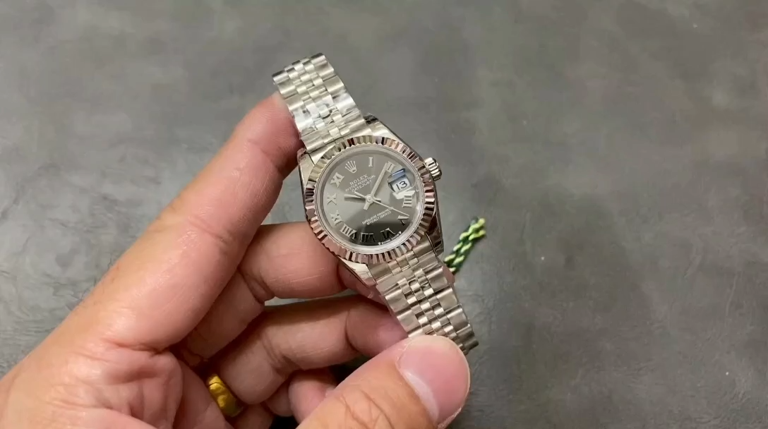 Rolex Datejust 279174 Stainless Steel Dark Grey Roman Dial 28mm Lady Replica Watch - Replica Factory