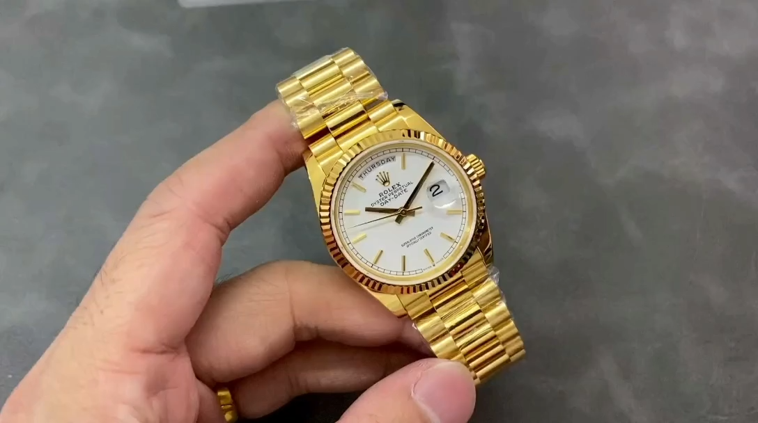 Rolex Day-Date 36MM 128238 0081 Fluted Bezel White Index Dial Unisex Replica Watch - Replica Factory