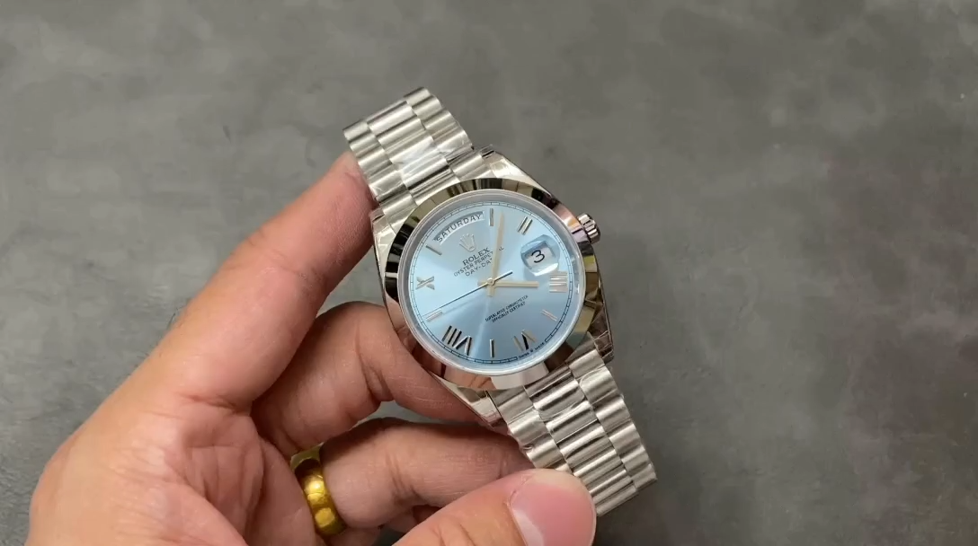 Rolex Day-Date 228206 Ice Blue Quadrant Dial Platinum 40MM Mens Replica Watch - Replica Factory
