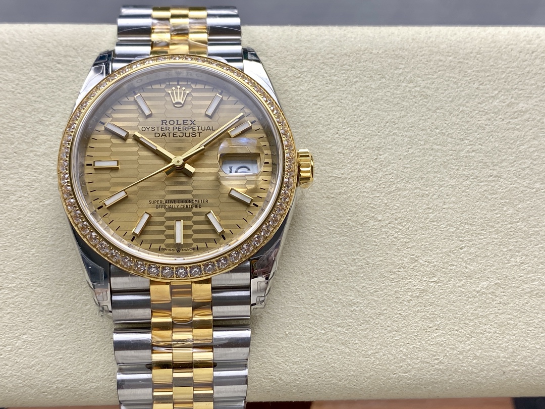 Rolex Datejust 36mm Stainless Steel and Yellow Gold 126283RBR Champagne Index Jubilee - Replica Factory