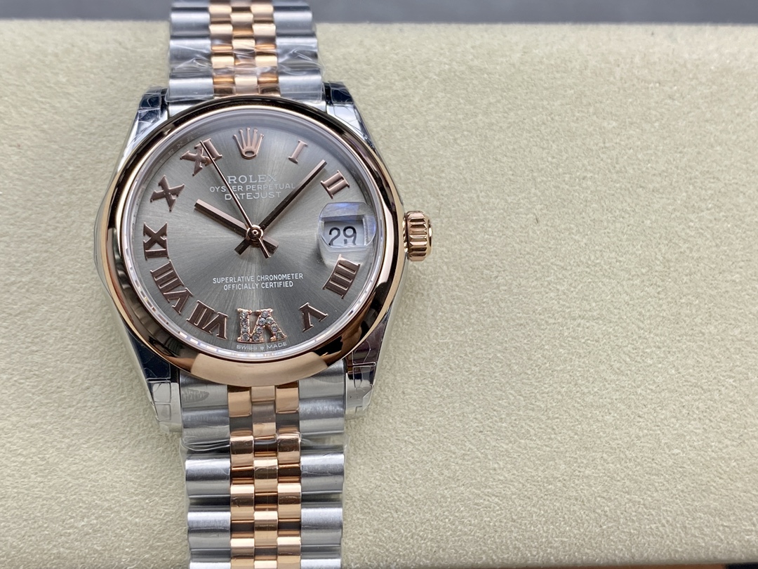 Rolex Datejust 31mm Stainless Steel and Rose Gold m278241 0030 Rhodium Roman VI Jubilee - Replica Factory