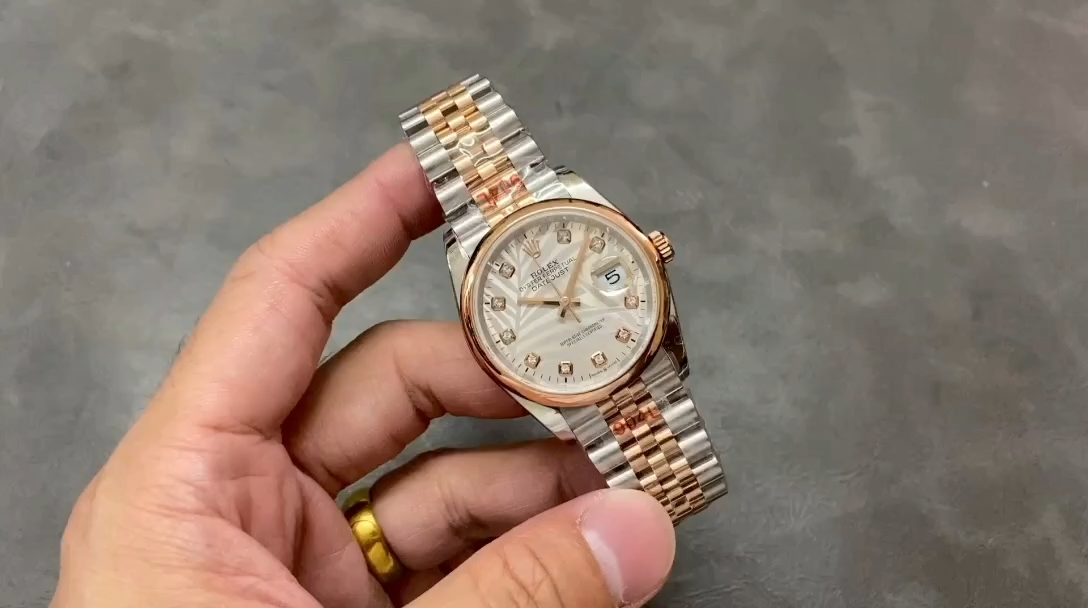 Rolex Datejust 36mm 126201 0038 Silver Palm Motif Dial Oyster Bracelet Watch - Replica Factory