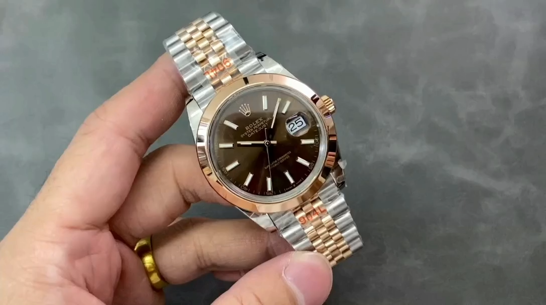 Rolex Datejust 126301 Rose Gold Chocolate Brown Index Dial 41MM Mens Replica Watch - Replica Factory