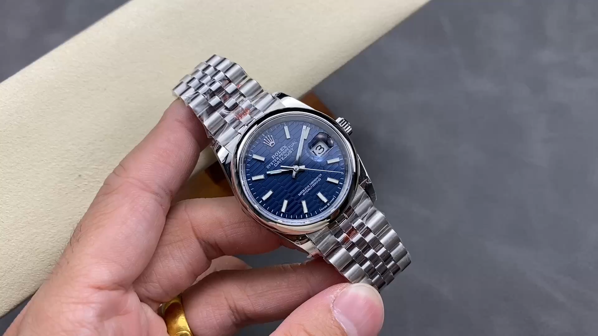 Rolex Datejust 126200 Stainless Steel Automatic Blue Motif Wave Dial 36MM Unisex Replica Watch - Replica Factory