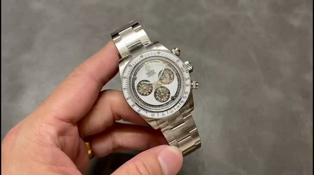 Video of Rolex Daytona 116500LN, hand-held front view with skeleton subdials. - Video
