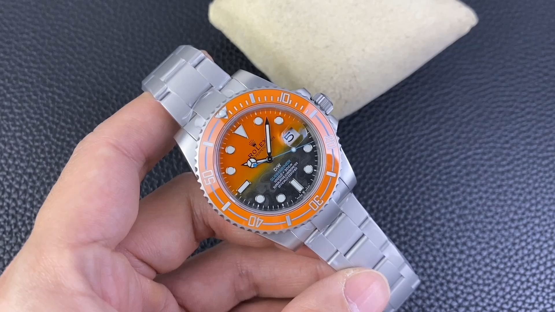 Rolex Submariner DIW Persimmon Orange Black Dial Ceramic Orange Bezel - Video