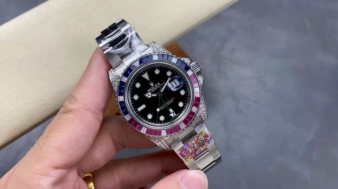 Rolex GMT Master II 126710BLRO Black Dial Diamond Case 40MM Men's Watch - Video