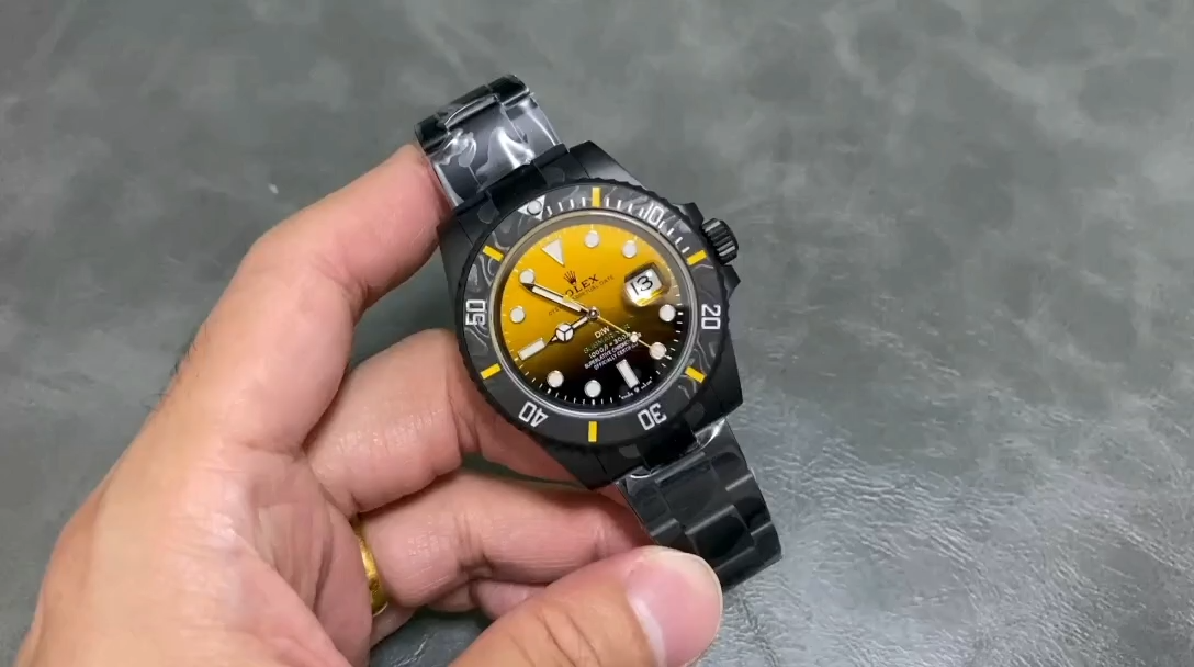 Rolex Submariner 116610 PVD-DLC Stainless Steel Carbon Fiber Bezel Yellow & Black Dial - Video