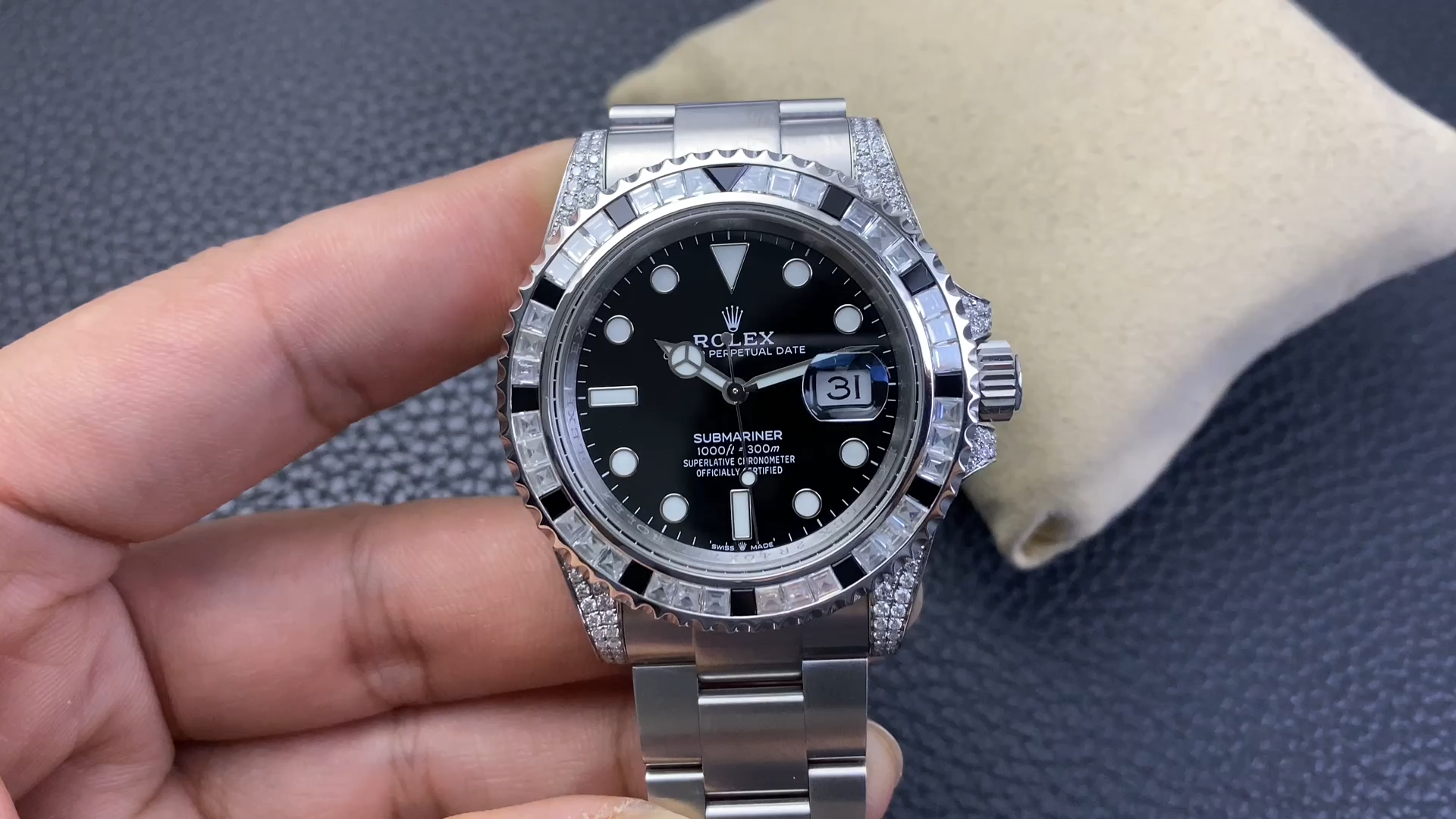 Rolex Submariner 116610 Black Dial Diamond Case 40MM Men's Watch - Video