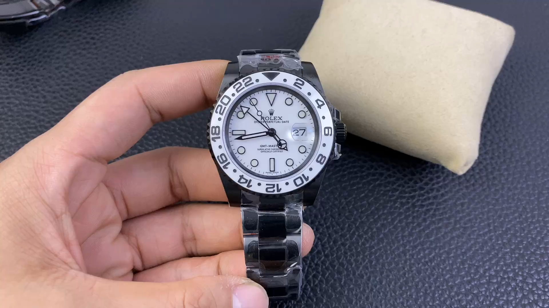 Rolex GMT Master II Black PVD/DLC Coated White Dial Stainless Steel 16710 Men's Watch - Video