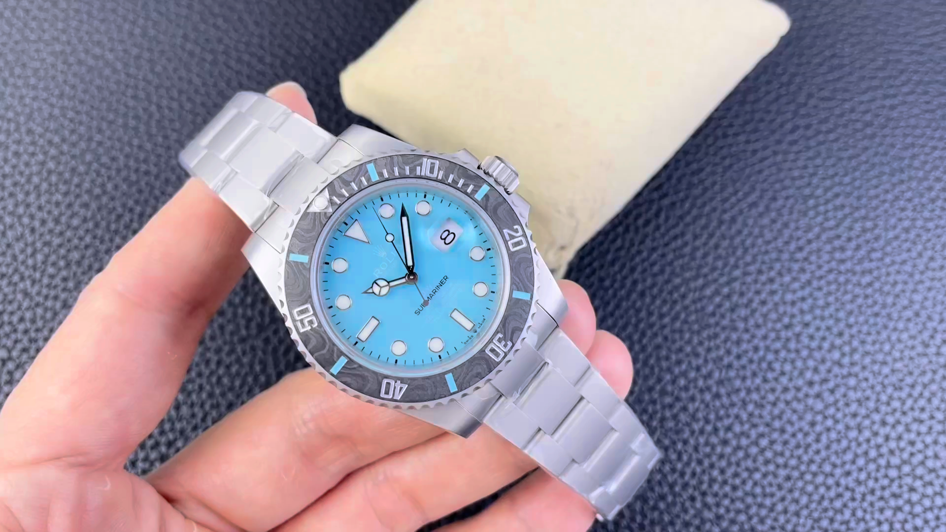 Rolex Submariner Sandblasted DIWF Edition Carbon Bezel Tiffany Ice Blue Dial - Video