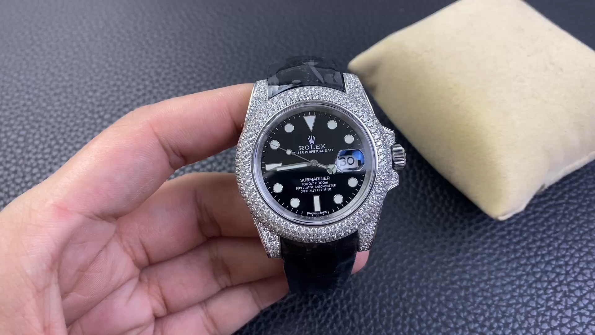 Rolex Submariner Diamond Case Black Dial 116610 40MM Men's Watch - Video