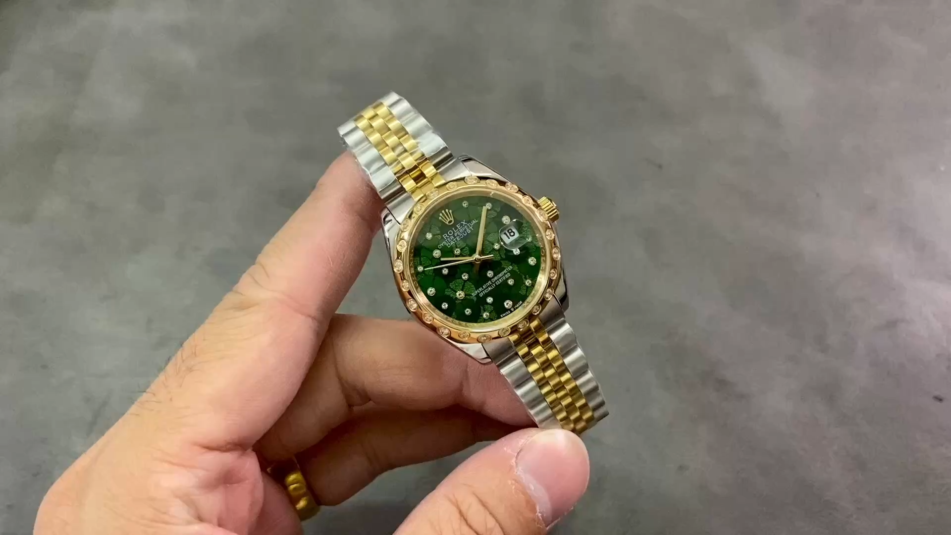 Rolex Datejust 31mm 278343RBR 0032 Green Floral Motif Dial Yellow Rolesor Jubilee Ladies Watch