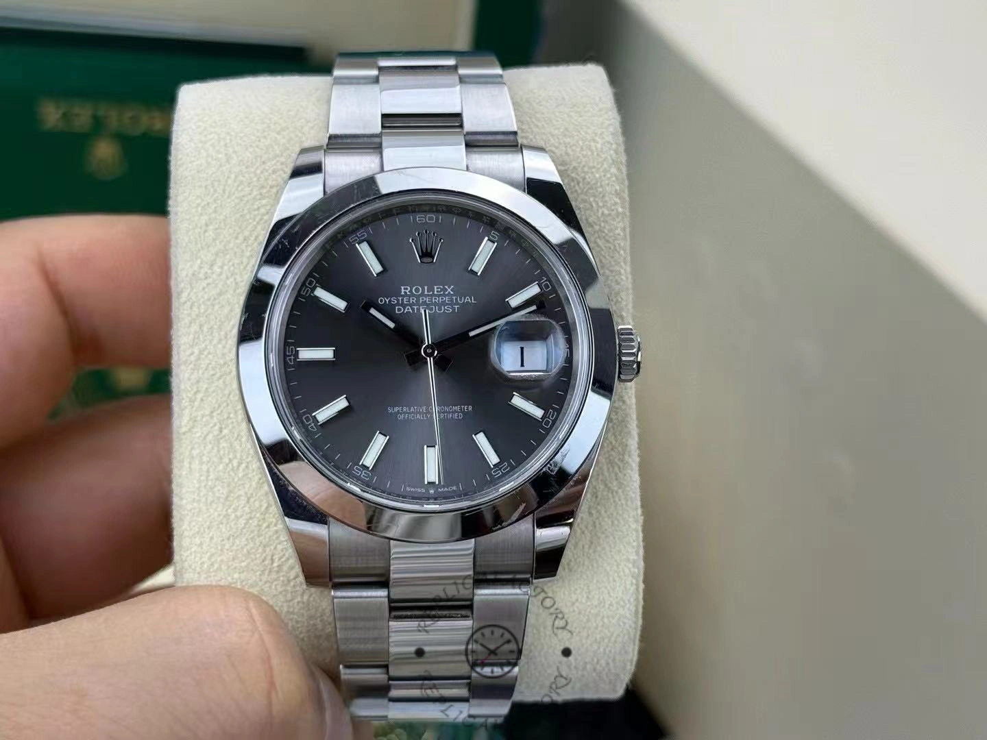 Rolex Datejust 41 Stainless Steel Slate Dial M126300 0007 Men's Watch