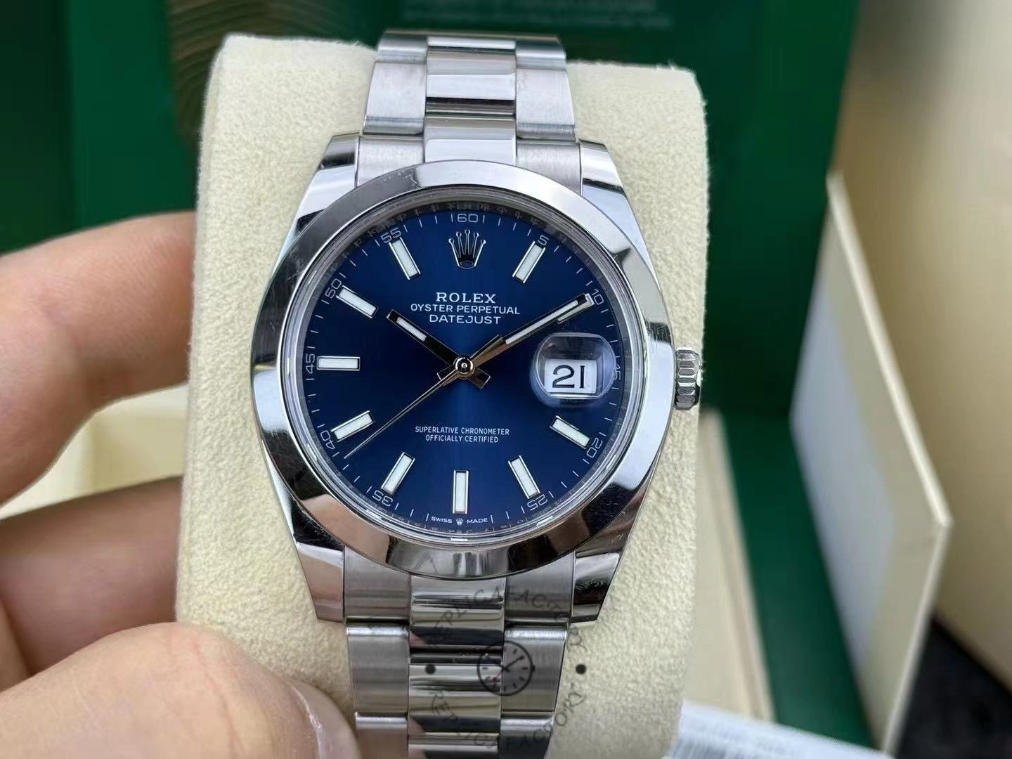 Rolex Datejust 41mm 126300-0001 Blue Dial Stainless Steel Oyster Bracelet Men's Replica Watch - Replica Factory