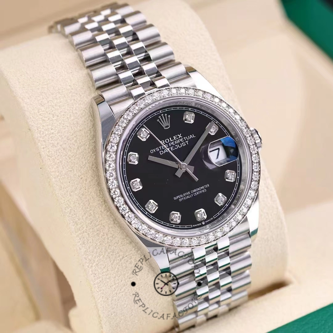Rolex Datejust Stainless Steel 126284RBR 0019 Black Diamond Jubilee - Replica Factory