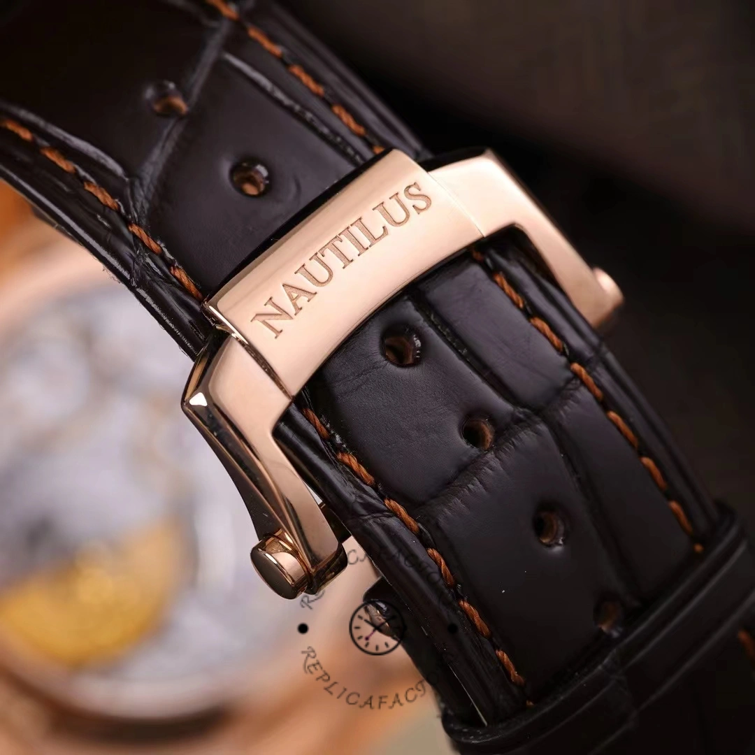 Patek Philippe Nautilus Moon Phases Rose & White Gold Slate Brown Dial 5712GR 001 - Replica Factory