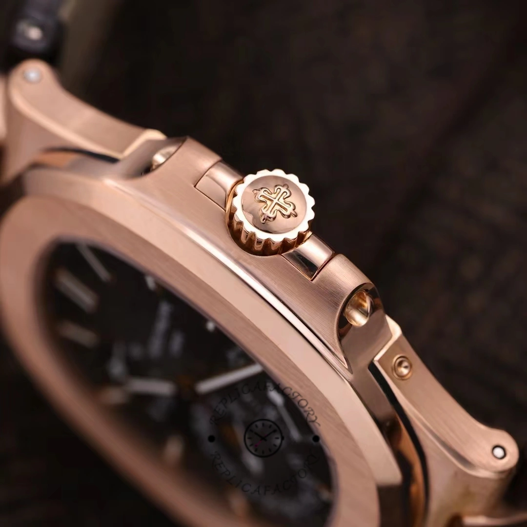 Patek Philippe Nautilus Moon Phases Rose & White Gold Slate Brown Dial 5712GR 001 - Replica Factory