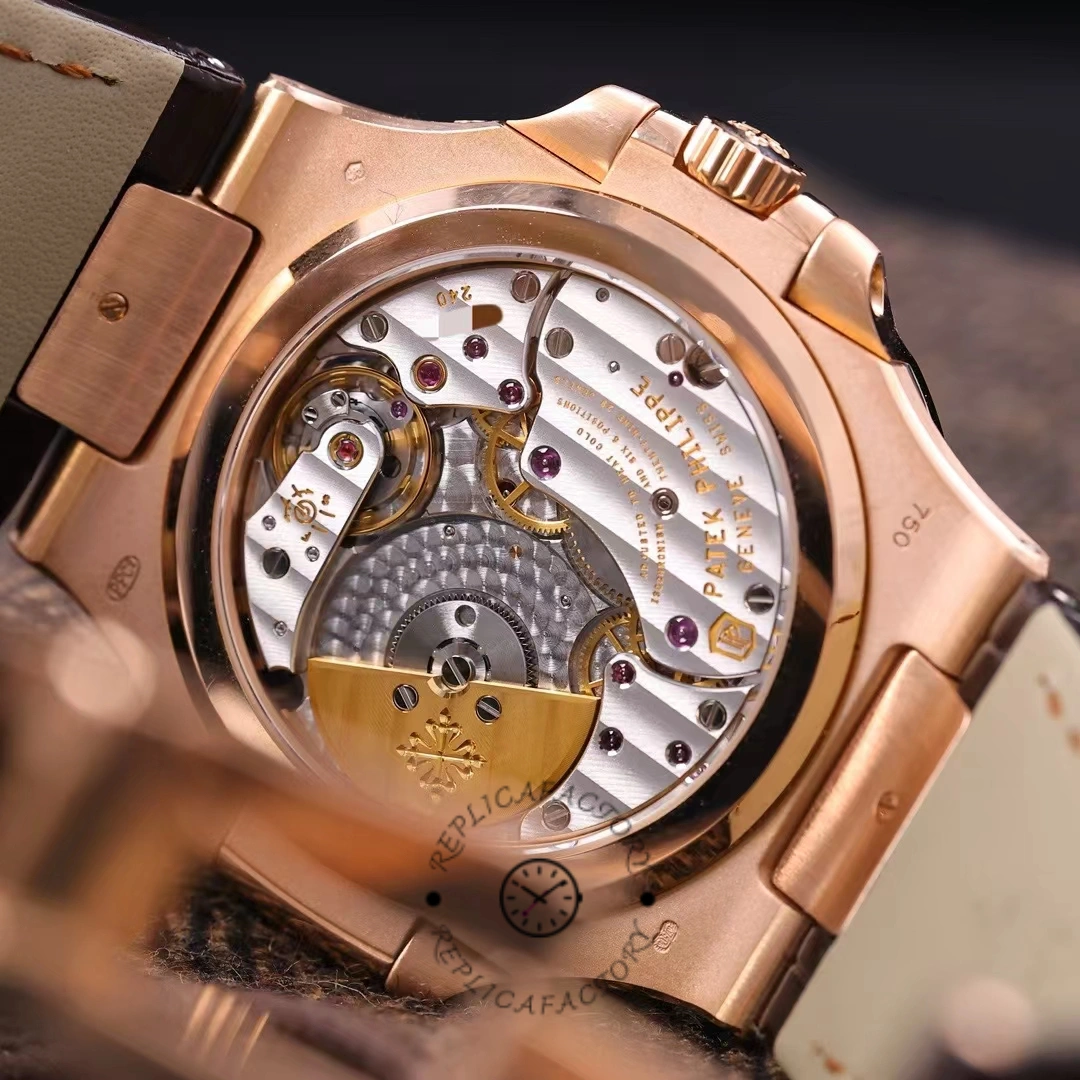 Patek Philippe Nautilus Moon Phases Rose & White Gold Slate Brown Dial 5712GR 001 - Replica Factory