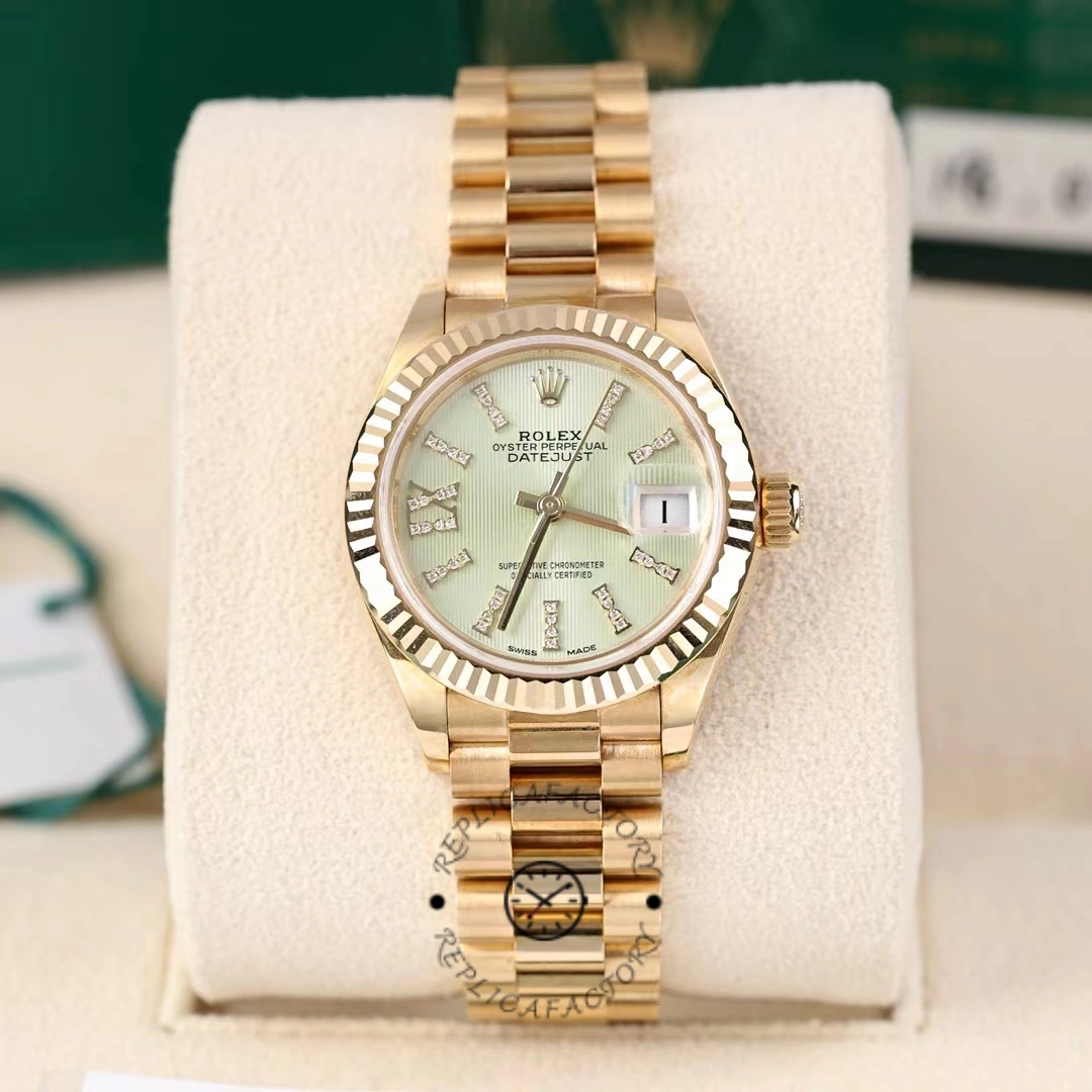 Rolex Datejust 279178 Linden Green Dial Fluted Bezel 28mm Lady Replica Watch - Replica Factory
